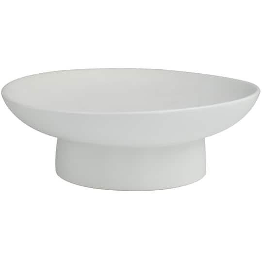 16" White Ceramic Decorative Bowl with Elevated Base